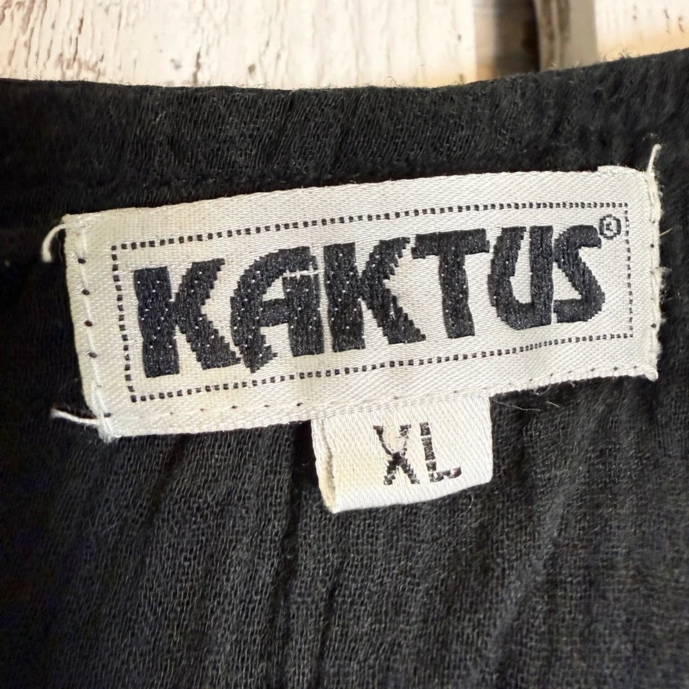 VTG‎ Kaktus Boho Black Midi Broom Skirt size XL Sequin Beaded Hippie Festival